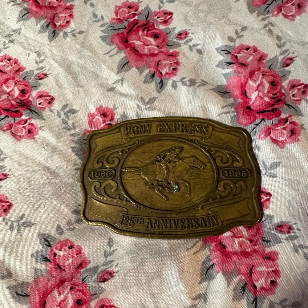 Pony Express 125th Anniversary Belt Buckle